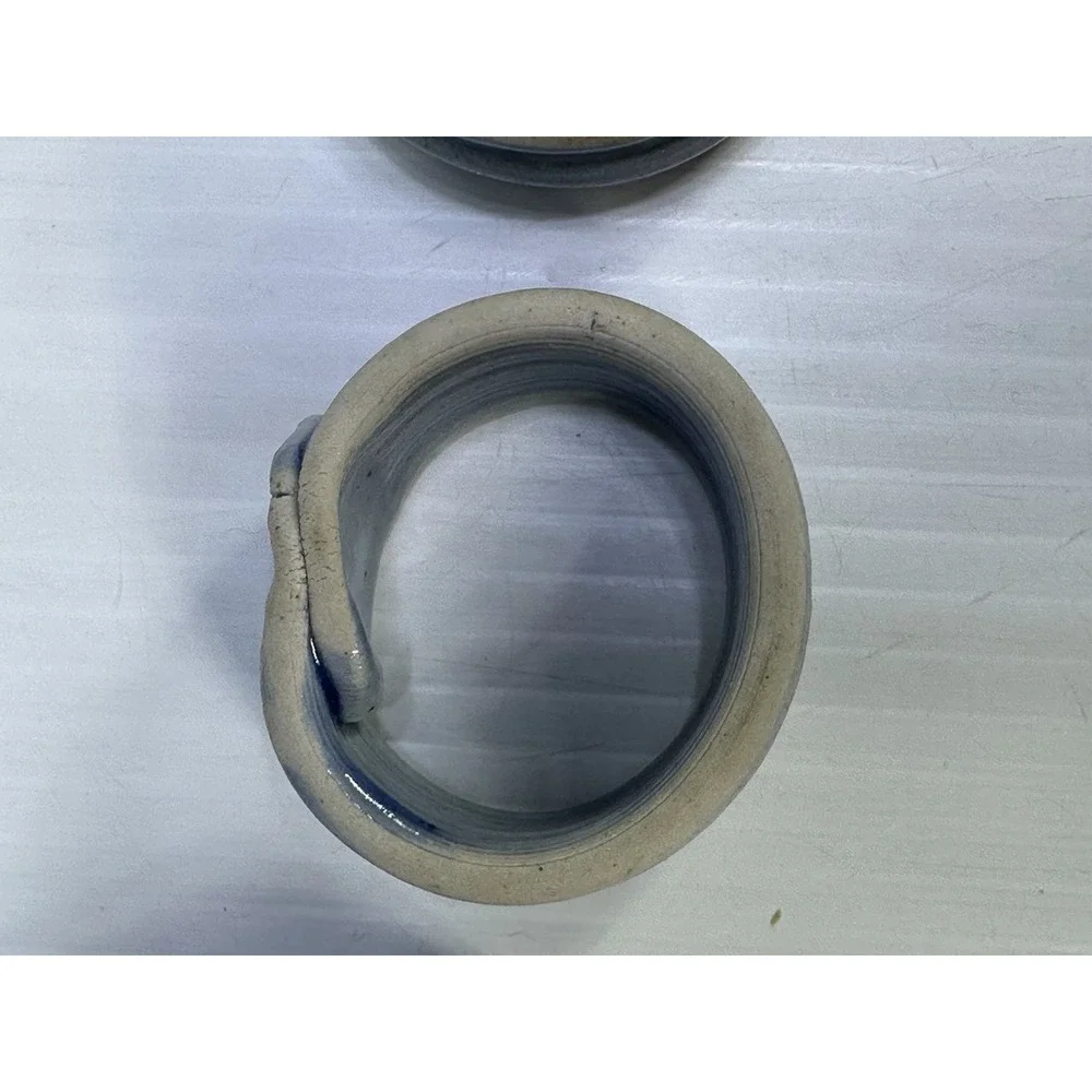 Handmade Pottery Napkin Rings Set of 4 Natural with Blue Accent
